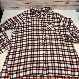 NFL Women's Miami Dolphins Plaid Button-Up Pajama Top